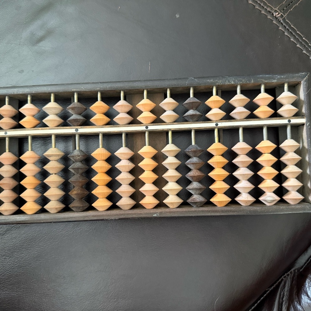 Vintage Japanese Wooden Abacus with Natural & Dark Beads